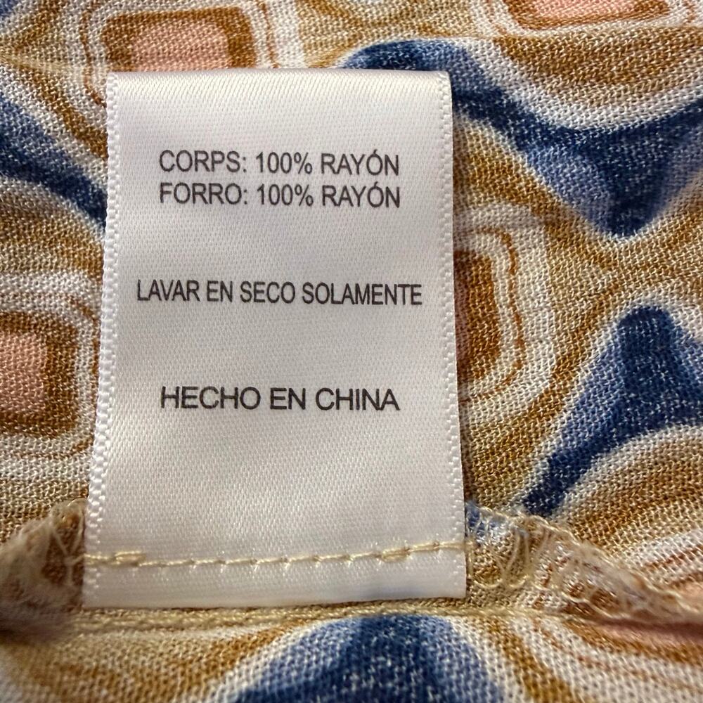 Seventeenstars Cut Out Maxi Dress Side Slit Blue Gold Cream Retro Print - Picture 13 of 16